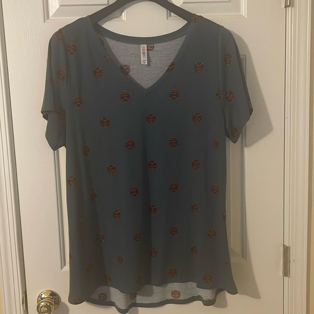 Denim Blue Tiger LuLaRoe Christy V-Neck T Size 2XL